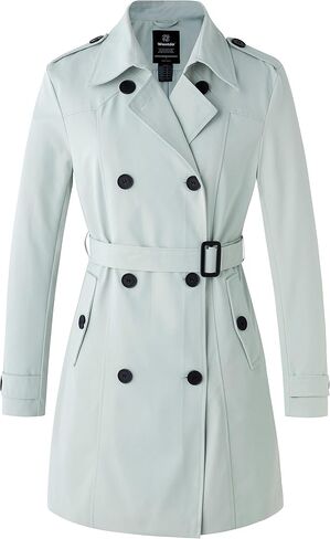 Wantdo Women's Waterproof Trench Coat Classic Lapel Outerwear Coat with Belt in Saudi Arabia