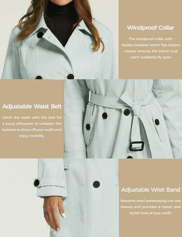 Wantdo Women's Waterproof Trench Coat Classic Lapel Outerwear Coat with Belt in Saudi Arabia