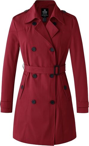 Wantdo Women's Waterproof Trench Coat Classic Lapel Outerwear Coat with Belt in Saudi Arabia