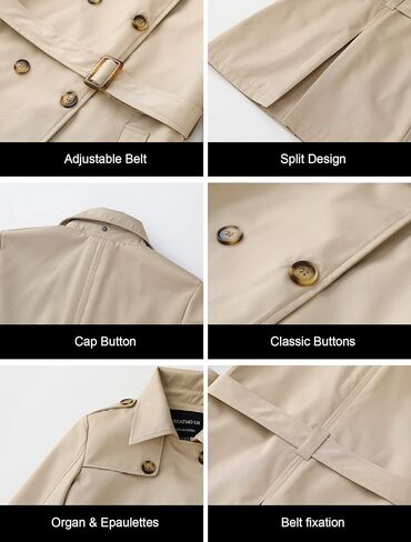 CREATMO US Women's Long Trench Coat Double-Breasted Classic Lapel Overcoat Belted Slim Outerwear Coat with Detachable Hood in Saudi Arabia