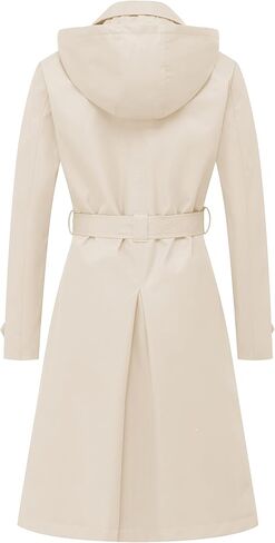 CREATMO US Women's Long Trench Coat Double-Breasted Classic Lapel Overcoat Belted Slim Outerwear Coat with Detachable Hood in Saudi Arabia