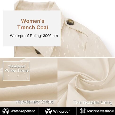 CREATMO US Women's Long Trench Coat Double-Breasted Classic Lapel Overcoat Belted Slim Outerwear Coat with Detachable Hood in Saudi Arabia