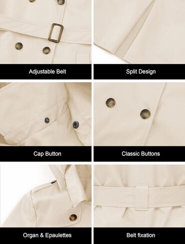 CREATMO US Women's Long Trench Coat Double-Breasted Classic Lapel Overcoat Belted Slim Outerwear Coat with Detachable Hood in Saudi Arabia