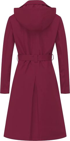CREATMO US Women's Long Trench Coat Double-Breasted Classic Lapel Overcoat Belted Slim Outerwear Coat with Detachable Hood in Saudi Arabia