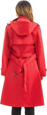FARVALUE Women's Waterproof Trench Coat Long Double Breasted Windbreaker Classic Belted Lapel Overcoat with Removable Hood in Saudi Arabia