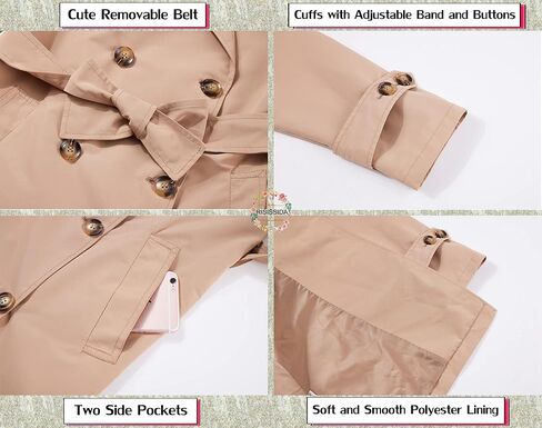 RISISSIDA معاطف مطر نسائية مزدوجة الصدر موضة الربيع والخريف، مقاومة للماء فضفاضة كبيرة الحجم وطويلة ورقيقة بحزام in Kuwait