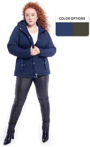S P Y M Womens Diamond Quilted Jacket Lightweight Padding Coat with Pockets, Regular and Plus Size in Kuwait