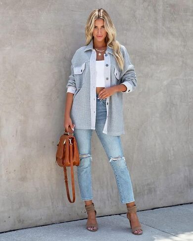 Womens Corduroy Button Down Shirts Color Block Long Sleeve Blouses Tops Jackets in Saudi Arabia