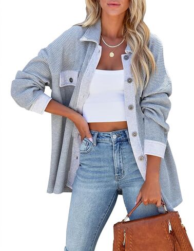 Womens Corduroy Button Down Shirts Color Block Long Sleeve Blouses Tops Jackets in Saudi Arabia