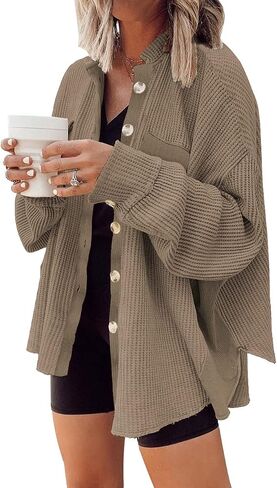 Womens Corduroy Button Down Shirts Color Block Long Sleeve Blouses Tops Jackets in Saudi Arabia