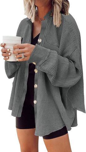 Womens Corduroy Button Down Shirts Color Block Long Sleeve Blouses Tops Jackets in Saudi Arabia