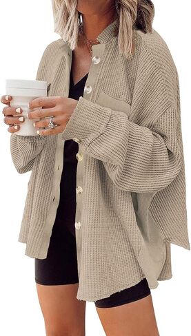 Womens Corduroy Button Down Shirts Color Block Long Sleeve Blouses Tops Jackets in Saudi Arabia