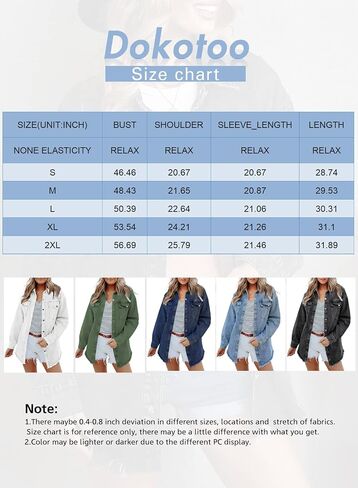 Dokotoo Women's Oversized Denim Jacket Casual Long Boyfriend Distresse Jean Jacket Autumn Spring in Saudi Arabia