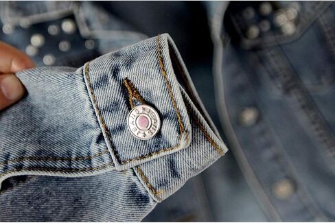 Hixiaohe Women Loose Embroidered Pearls Beading Cropped Denim Jacket Jean Coat in Kuwait