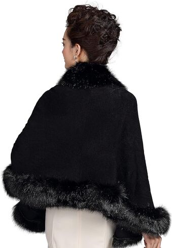 ELFJOY Luxury Bridal Faux Fur Cashmere Wool Shawl Cloak Cape Wedding Dress Party Coat for Winter in Saudi Arabia