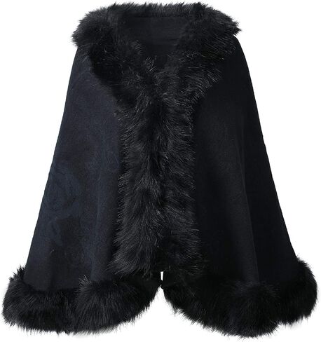 ELFJOY Luxury Bridal Faux Fur Cashmere Wool Shawl Cloak Cape Wedding Dress Party Coat for Winter in Saudi Arabia