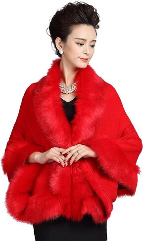 ELFJOY Luxury Bridal Faux Fur Cashmere Wool Shawl Cloak Cape Wedding Dress Party Coat for Winter in Saudi Arabia