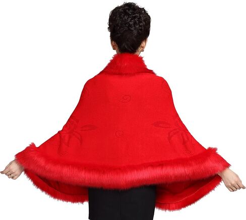 ELFJOY Luxury Bridal Faux Fur Cashmere Wool Shawl Cloak Cape Wedding Dress Party Coat for Winter in Saudi Arabia