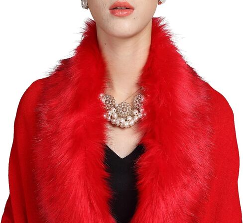 ELFJOY Luxury Bridal Faux Fur Cashmere Wool Shawl Cloak Cape Wedding Dress Party Coat for Winter in Saudi Arabia