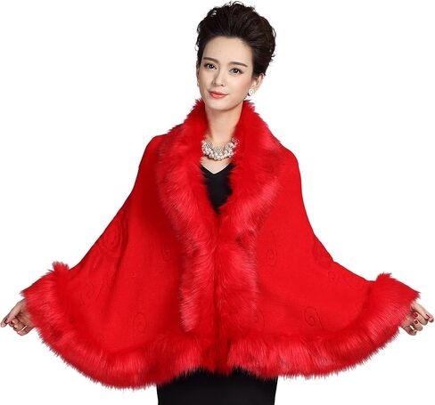 ELFJOY Luxury Bridal Faux Fur Cashmere Wool Shawl Cloak Cape Wedding Dress Party Coat for Winter in Saudi Arabia