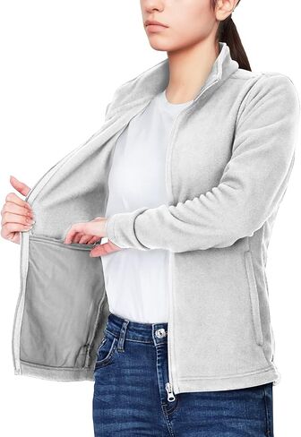 33,000ft Women's Zip Up Fleece Jacket, Long Sleeve Warm Soft Polar Lightweight Coat with Pockets for Winter in Saudi Arabia