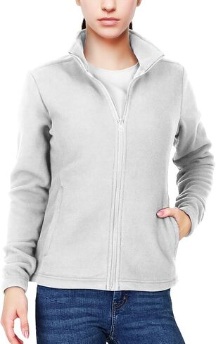 33,000ft Women's Zip Up Fleece Jacket, Long Sleeve Warm Soft Polar Lightweight Coat with Pockets for Winter in Saudi Arabia