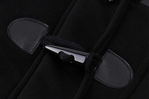JiangWu Womens Fashion Horn Button Fleece Thicken Coat with Hood Winter Warm Jacket in Kuwait