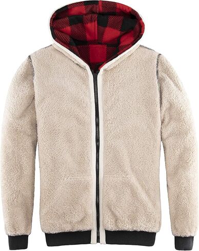 ThCreasa Womens Sherpa Fleece Lined Hoodie Jacket Plaid Flannel Zip up Hooded Sweatshirt Jackets in Saudi Arabia
