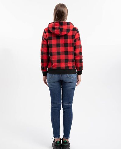 ThCreasa Womens Sherpa Fleece Lined Hoodie Jacket Plaid Flannel Zip up Hooded Sweatshirt Jackets in Saudi Arabia