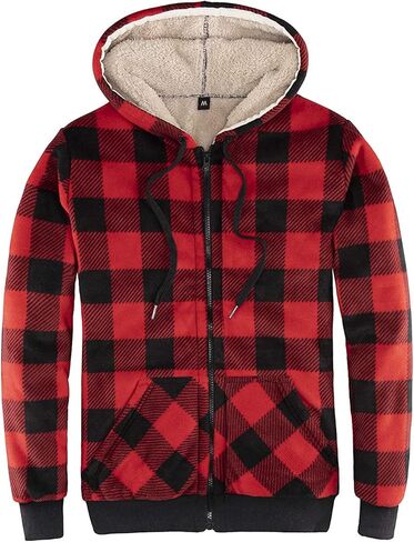ThCreasa Womens Sherpa Fleece Lined Hoodie Jacket Plaid Flannel Zip up Hooded Sweatshirt Jackets in Saudi Arabia