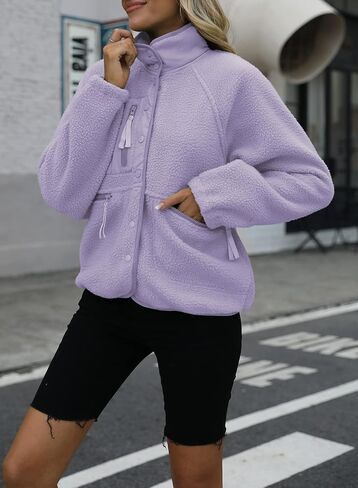 Nirovien Womens Fuzzy Fleece Jacket Button Down Sherpa Coats Casual Winter Warm Outwear with Pockets in Saudi Arabia