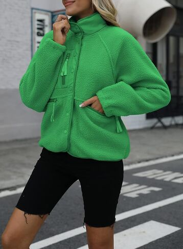 Nirovien Womens Fuzzy Fleece Jacket Button Down Sherpa Coats Casual Winter Warm Outwear with Pockets in Saudi Arabia