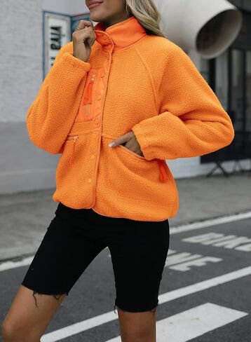 Nirovien Womens Fuzzy Fleece Jacket Button Down Sherpa Coats Casual Winter Warm Outwear with Pockets in Saudi Arabia
