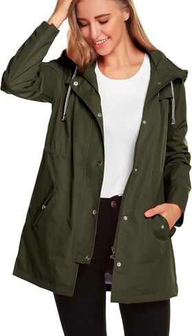 ZHENWEI Womens Lightweight Hooded Waterproof Active Outdoor Rain Jacket S-XXL in Kuwait