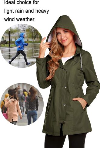 ZHENWEI Womens Lightweight Hooded Waterproof Active Outdoor Rain Jacket S-XXL in Kuwait
