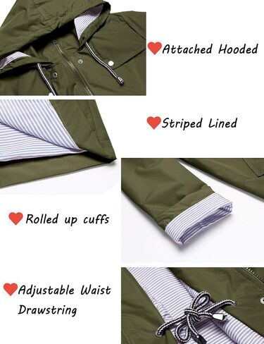 ZHENWEI Womens Lightweight Hooded Waterproof Active Outdoor Rain Jacket S-XXL in Kuwait