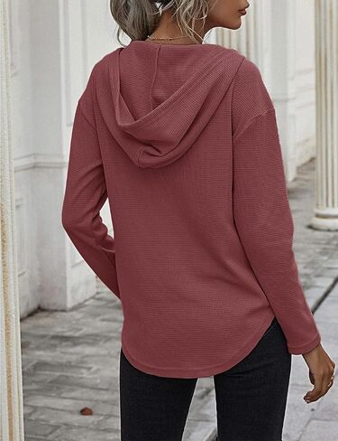 morhuduck Women's V Neck Hoodies Long Sleeve Sweatshirt Drawstring Pullover Tops with Pocket in Saudi Arabia