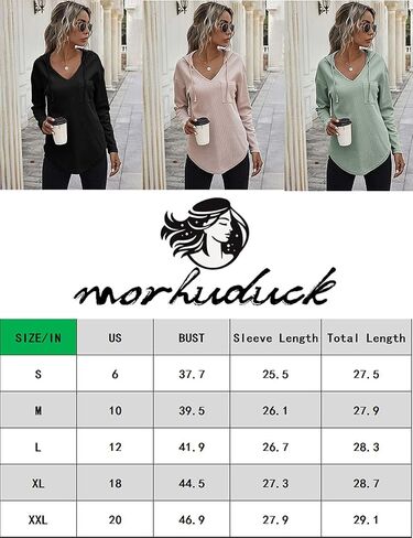 morhuduck Women's V Neck Hoodies Long Sleeve Sweatshirt Drawstring Pullover Tops with Pocket in Saudi Arabia
