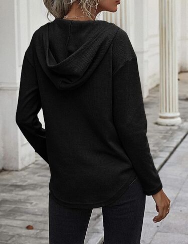 morhuduck Women's V Neck Hoodies Long Sleeve Sweatshirt Drawstring Pullover Tops with Pocket in Saudi Arabia