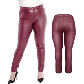 Womens Stretchy Jeggings, Faux Leather Legging Pants with Pockets, Regular and Plus Size in Saudi Arabia