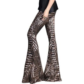 BLENCOT Sequin Pants for Women High Waist Bell Bottoms Glitter Wide Leg Palazzo Pants Night Club Sparkle Flared Trousers in Saudi Arabia