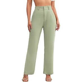 SweatyRocks Women's Elegant High Waist Solid Long Pants Office Trousers