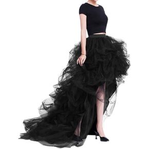 WDPL Women's Long High Low Ruffles Party Tulle Skirt