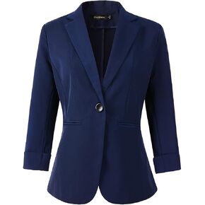 Womens 3/4 Sleeve Lightweight Office Work Suit Jacket Floral Blazer
