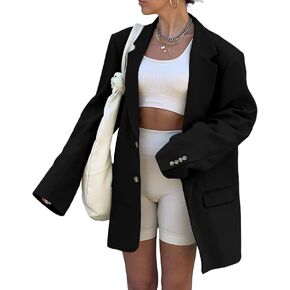 Grlasen Women Casual Elegant Long Sleeve Oversized Lapel Blazers Open Front Solid Work Office Jacket Blazer in Saudi Arabia
