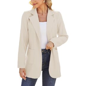 Dazosue Women Open Front Blazers Long Sleeve Casual OL Office Slim Suit Jacket with Pockets