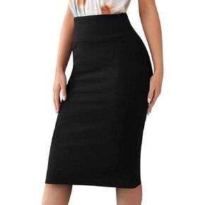 Sweet Hearts Women’s Basic Stretch Pencil Skirt- Regular & Plus Size- Below Knee Office Midi Bodycon Nylon Skirt Made in USA in Kuwait
