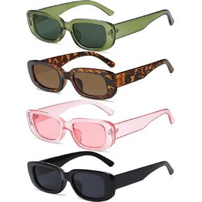 Tskestvy 4 Pieces Retro Sunglasses Vintage Sunglasses Small Square Rectangle 90s Glasses Trendy Y2K for Women Aesthetic in Saudi Arabia