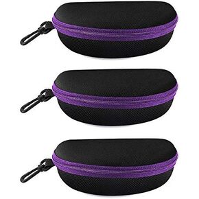 alladaga 3 Pack Zipper Shell Eyeglasses and Sunglasses Case with Plastic Carabiner Hook in Saudi Arabia