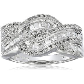 Amazon Essentials 10k White Gold and Diamond Twist Ring (1/2 cttw, I-J Color, I3 Clarity), (previously Amazon Collection) in Kuwait